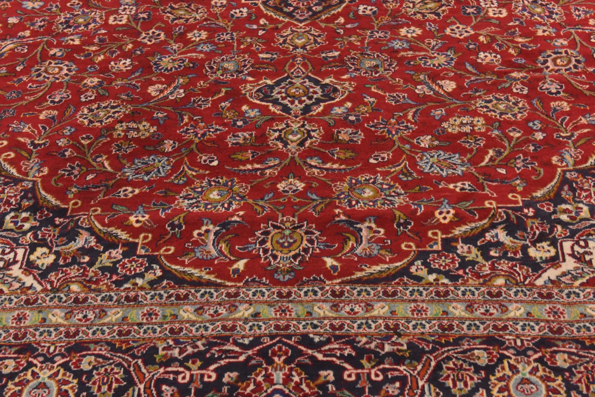 9' 8 x 13' Hand Knotted Kashan Persian Wool Rug