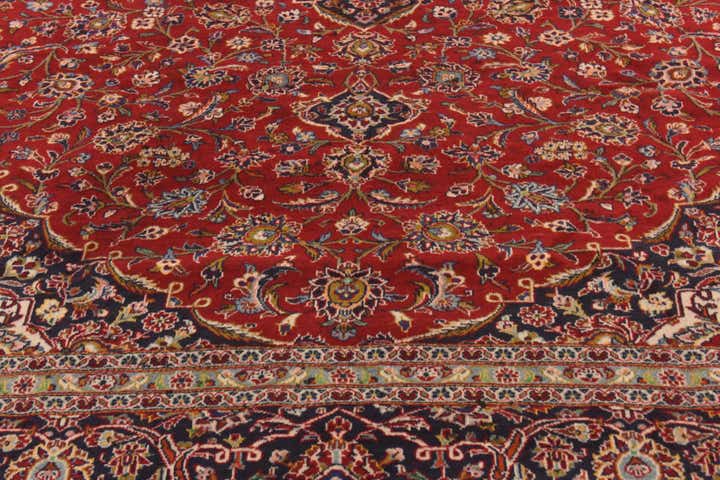 9' 8 x 13' Hand Knotted Kashan Persian Wool Rug