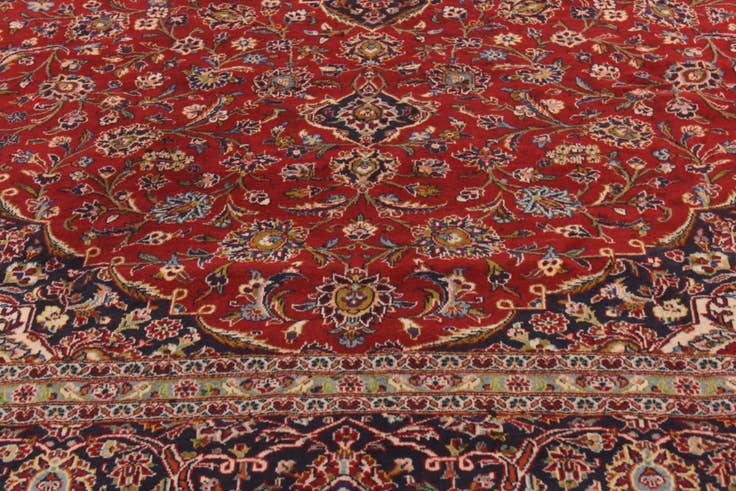Detail image of 9' 8 x 13' Hand Knotted Kashan Persian Wool Rug