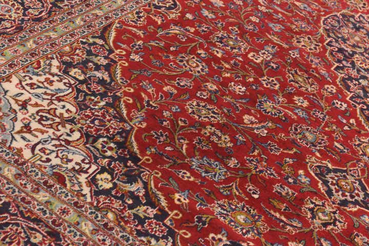 9' 8 x 13' Hand Knotted Kashan Persian Wool Rug