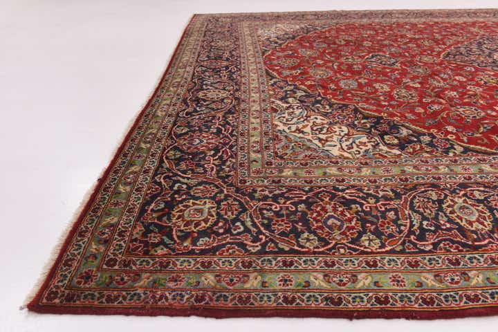 9' 8 x 13' Hand Knotted Kashan Persian Wool Rug