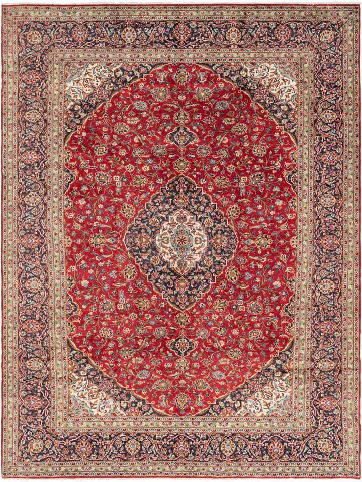 9' 8 x 13' Hand Knotted Kashan Persian Wool Rug