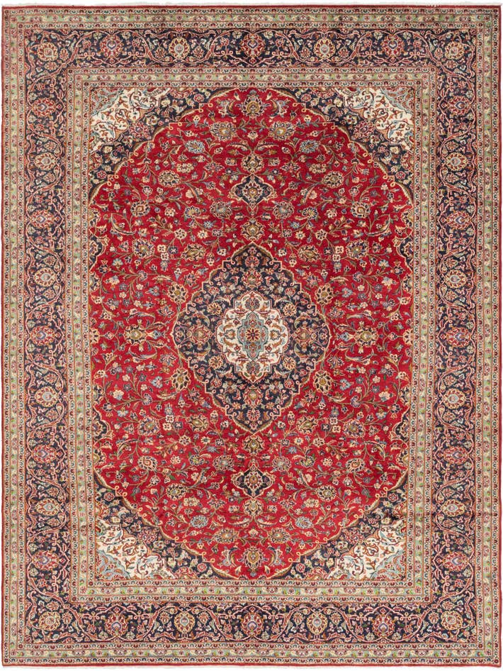 Detail image of 9' 8 x 13' Hand Knotted Kashan Persian Wool Rug