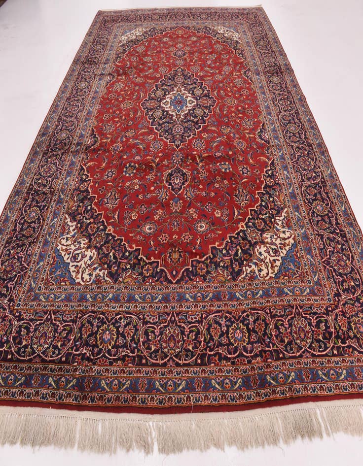 Detail image of 9' 10 x 12' 10  Hand Knotted Kashan Persian Wool Rug