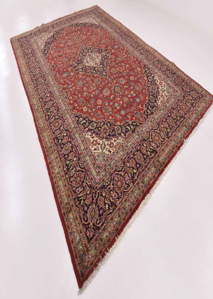 9' 7 x 13' 9 Hand Knotted Kashan Persian Wool Rug