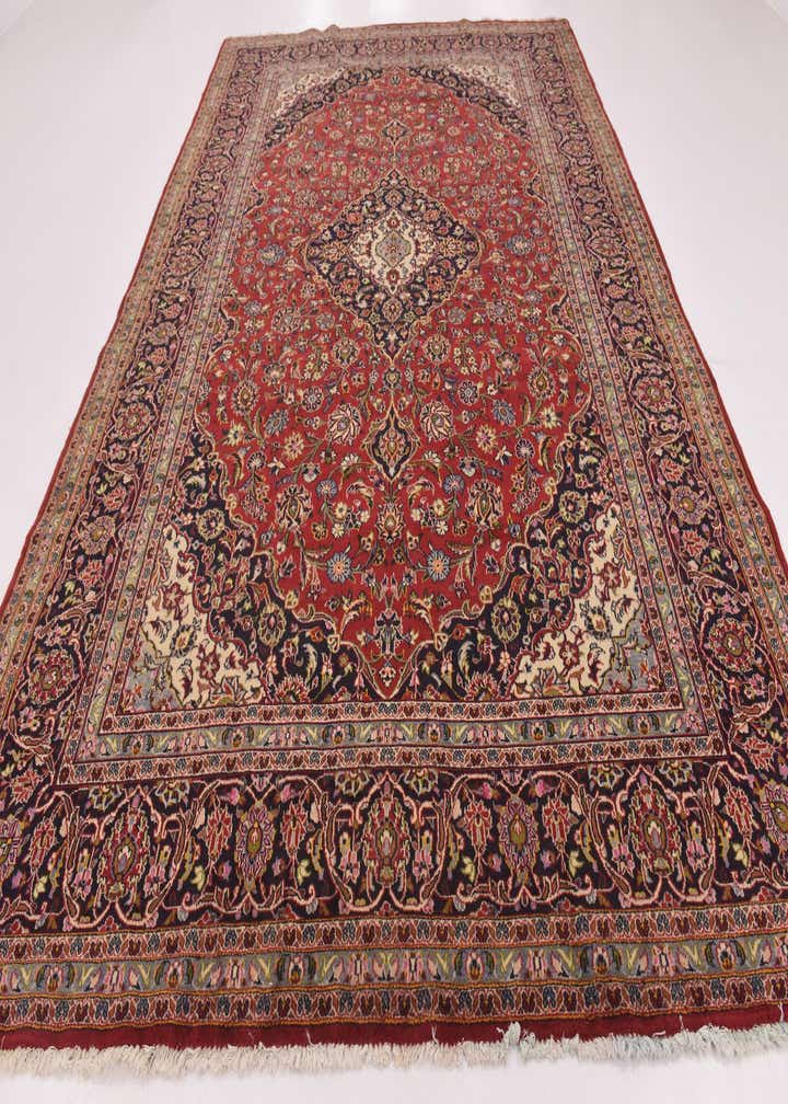 9' 7 x 13' 9 Hand Knotted Kashan Persian Wool Rug