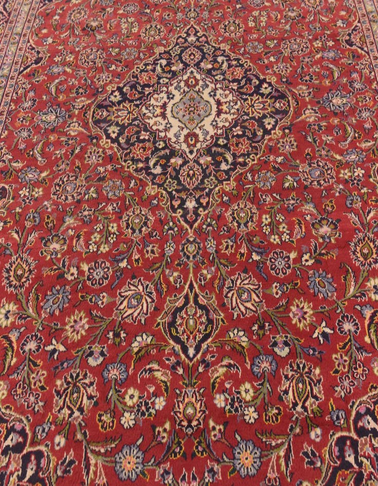 Detail image of 9' 7 x 13' 9 Hand Knotted Kashan Persian Wool Rug