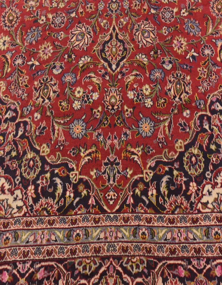 Detail image of 9' 7 x 13' 9 Hand Knotted Kashan Persian Wool Rug