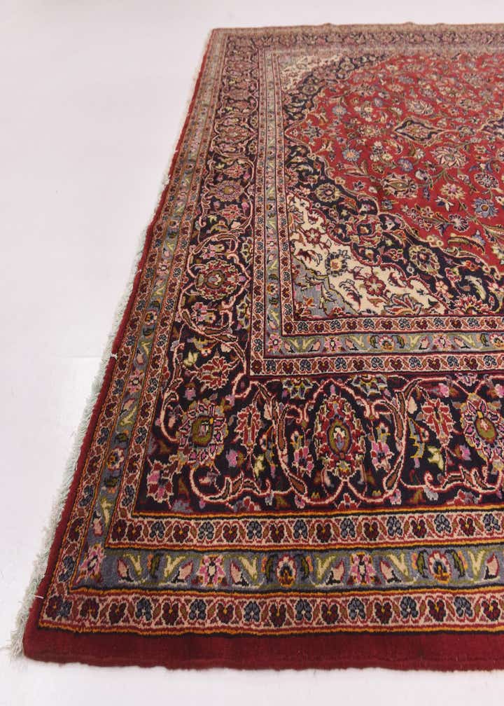 9' 7 x 13' 9 Hand Knotted Kashan Persian Wool Rug
