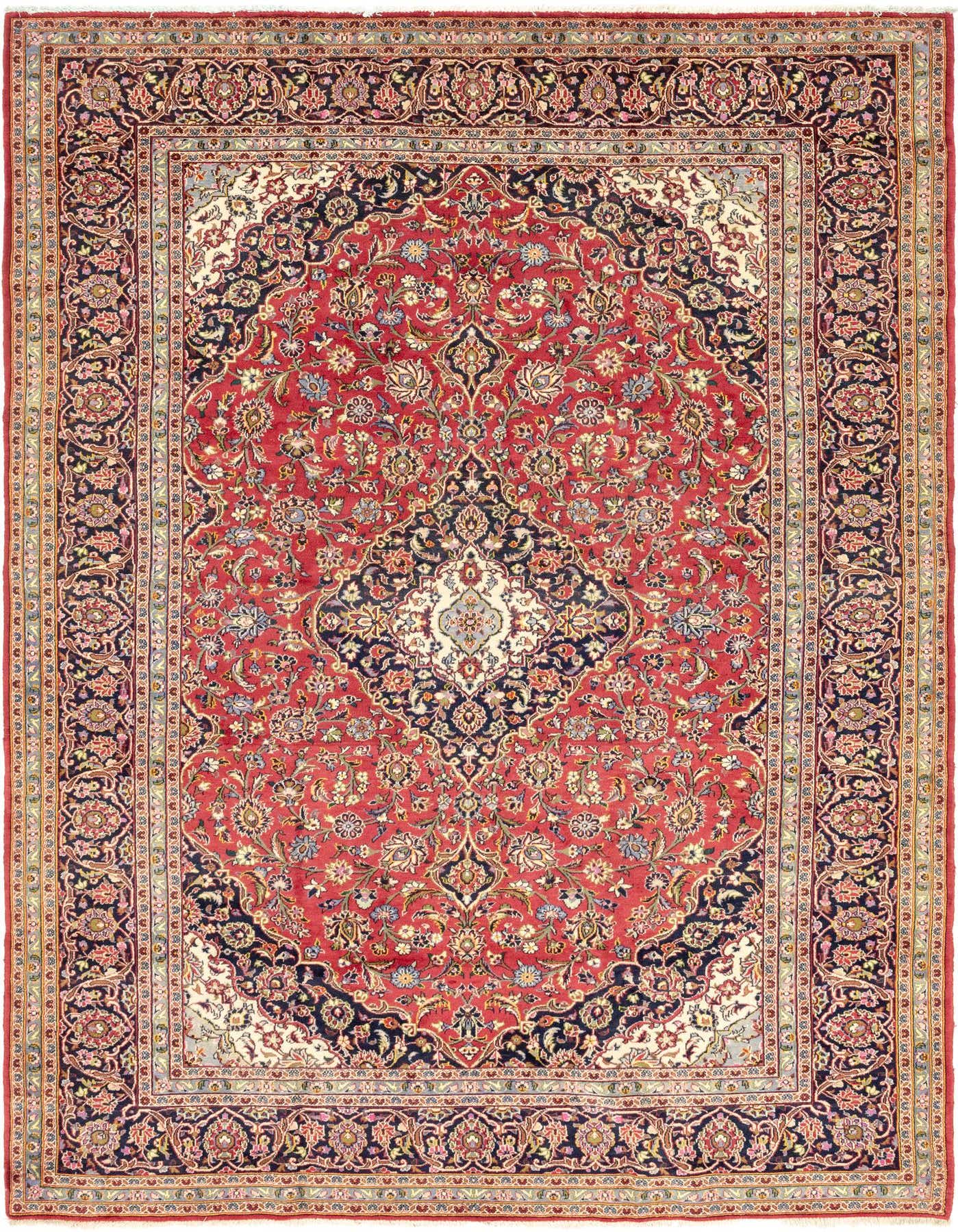9' 7 x 13' 9 Hand Knotted Kashan Persian Wool Rug