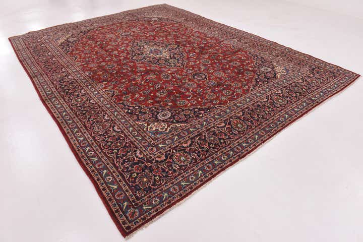 9' 6 x 13' Hand Knotted Kashan Persian Wool Rug