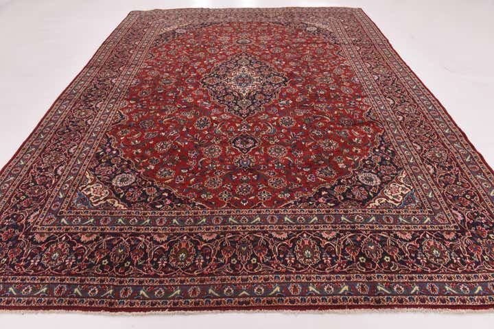 9' 6 x 13' Hand Knotted Kashan Persian Wool Rug