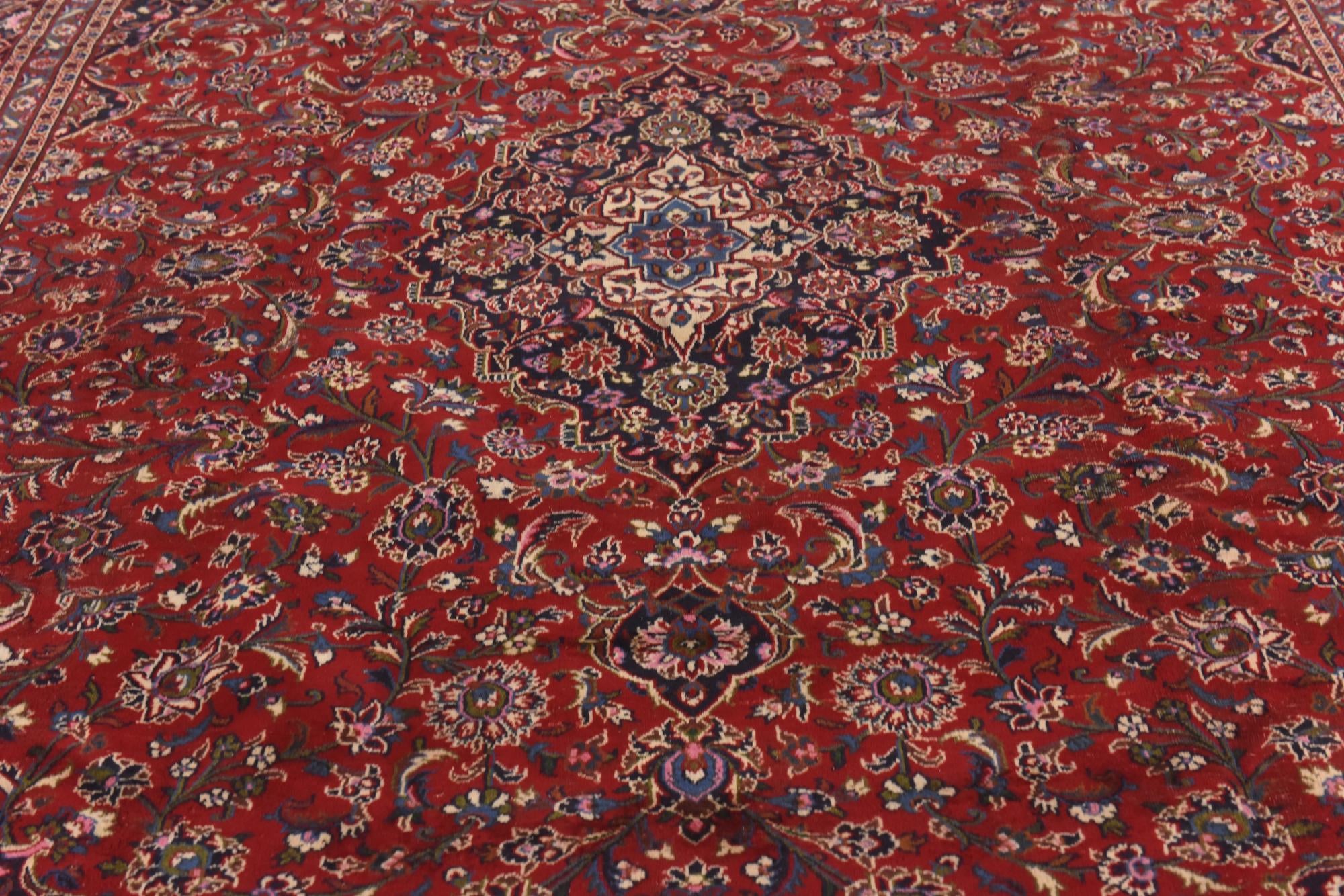 9' 6 x 13' Hand Knotted Kashan Persian Wool Rug