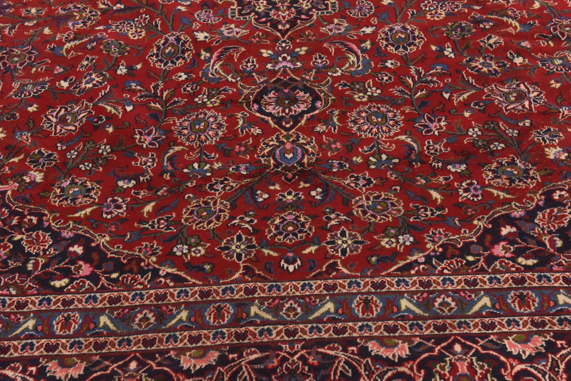 9' 6 x 13' Hand Knotted Kashan Persian Wool Rug