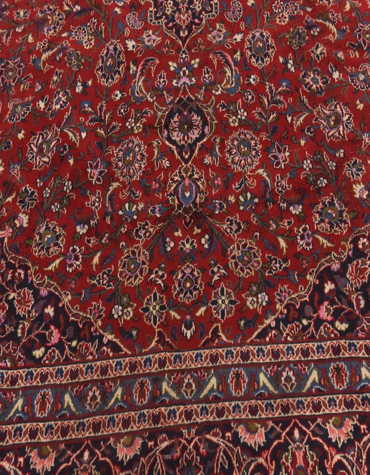 Detail image of 9' 6 x 13' Hand Knotted Kashan Persian Wool Rug