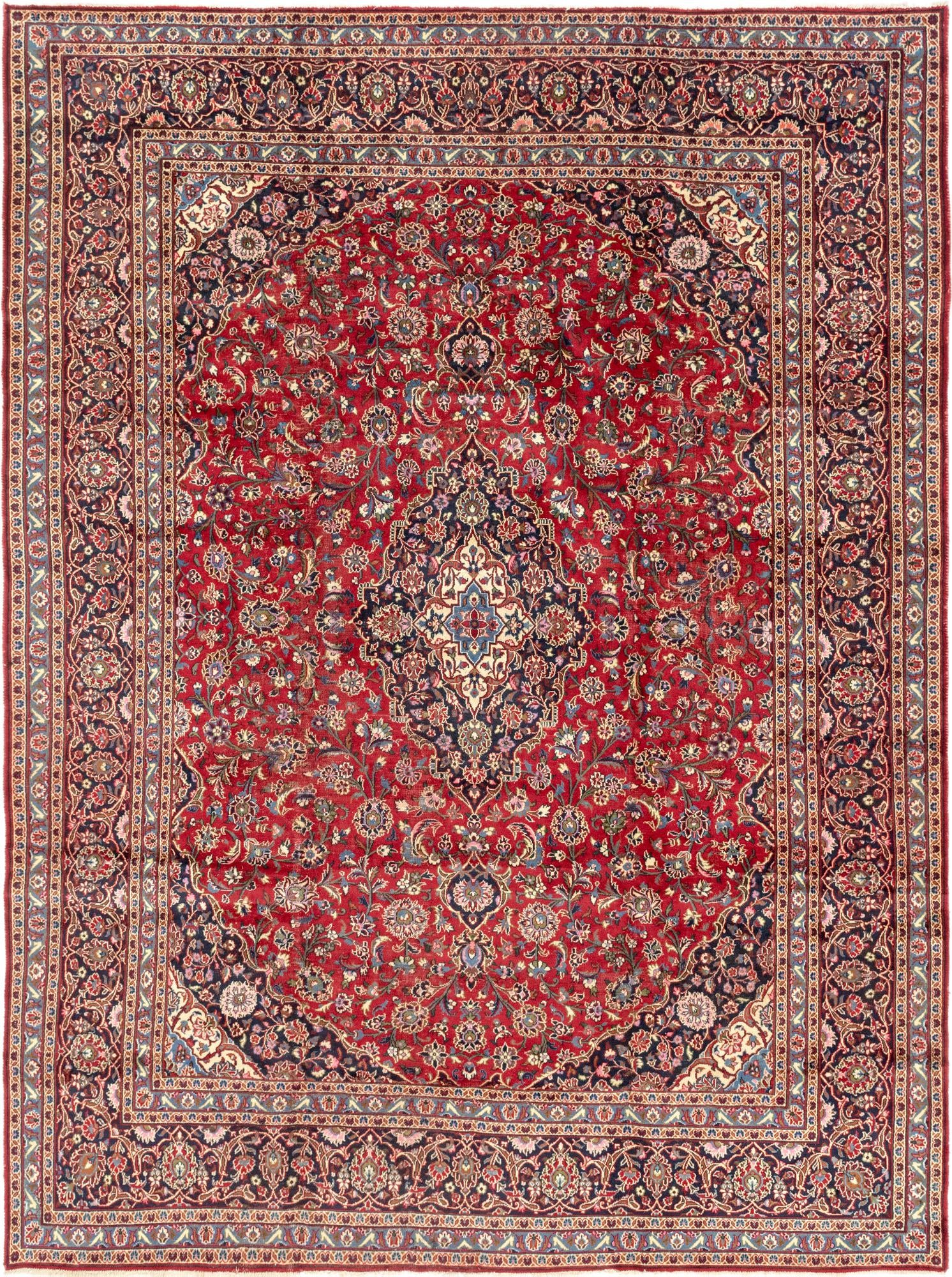 9' 6 x 13' Hand Knotted Kashan Persian Wool Rug