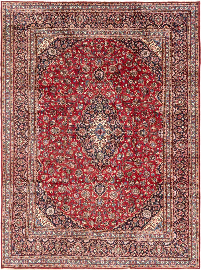Detail image of 9' 6 x 13' Hand Knotted Kashan Persian Wool Rug