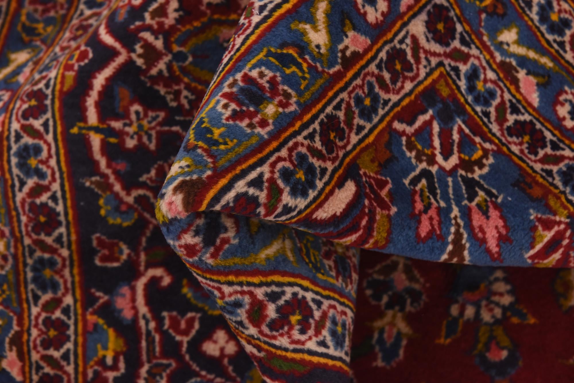 9' 7 x 12' 9 Hand Knotted Kashan Persian Wool Rug