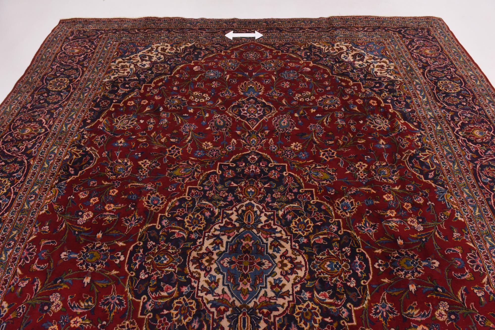 9' 7 x 12' 9 Hand Knotted Kashan Persian Wool Rug