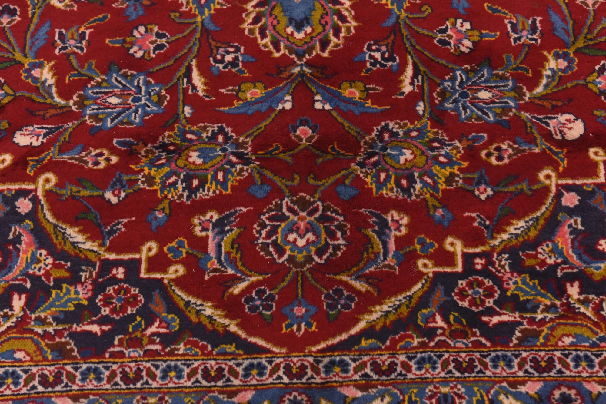 9' 7 x 12' 9 Hand Knotted Kashan Persian Wool Rug