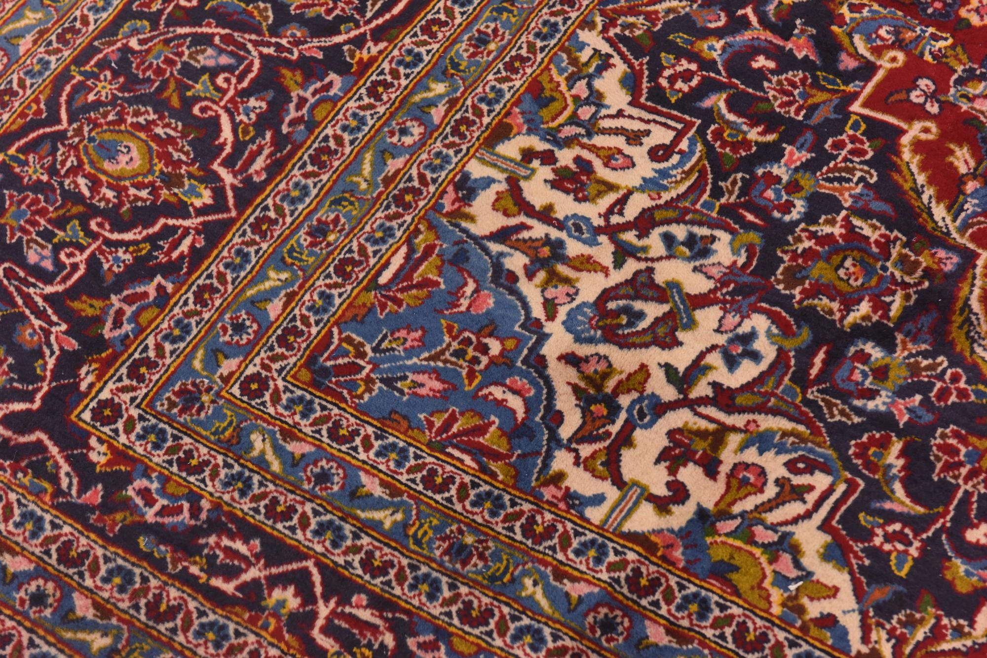 9' 7 x 12' 9 Hand Knotted Kashan Persian Wool Rug