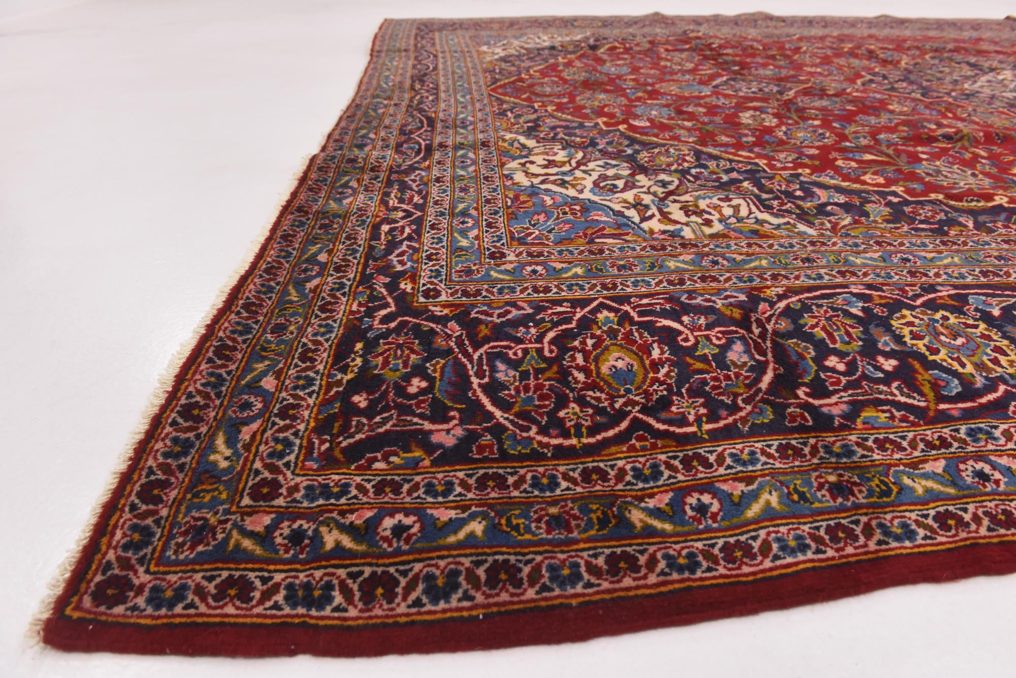 9' 7 x 12' 9 Hand Knotted Kashan Persian Wool Rug