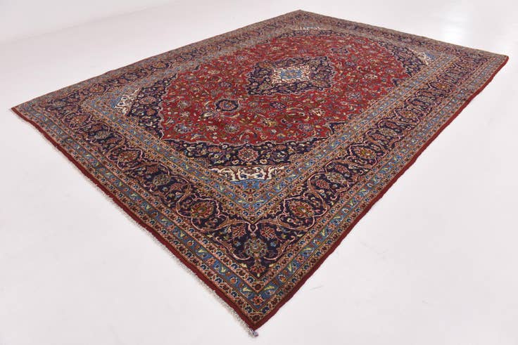 Detail image of 9' 8 x 13' 4 Hand Knotted Kashan Persian Wool Rug