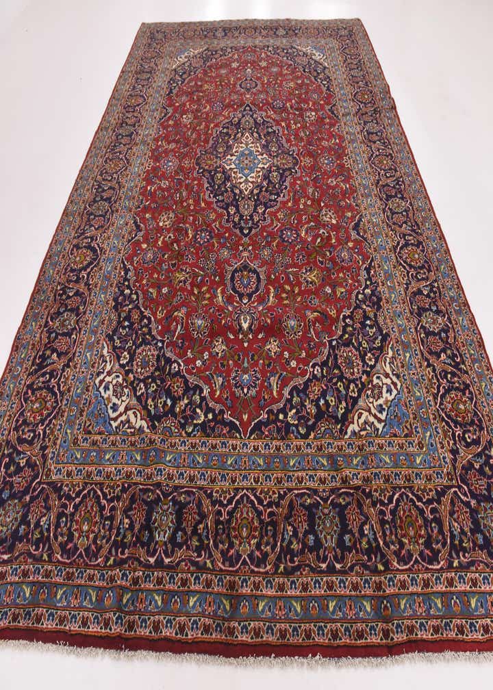 9' 8 x 13' 4 Hand Knotted Kashan Persian Wool Rug