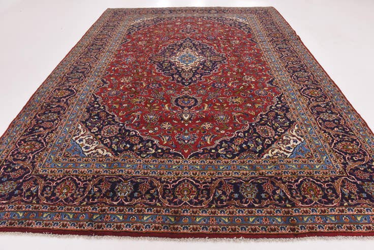 Detail image of 9' 8 x 13' 4 Hand Knotted Kashan Persian Wool Rug