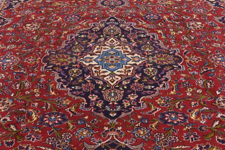9' 8 x 13' 4 Hand Knotted Kashan Persian Wool Rug