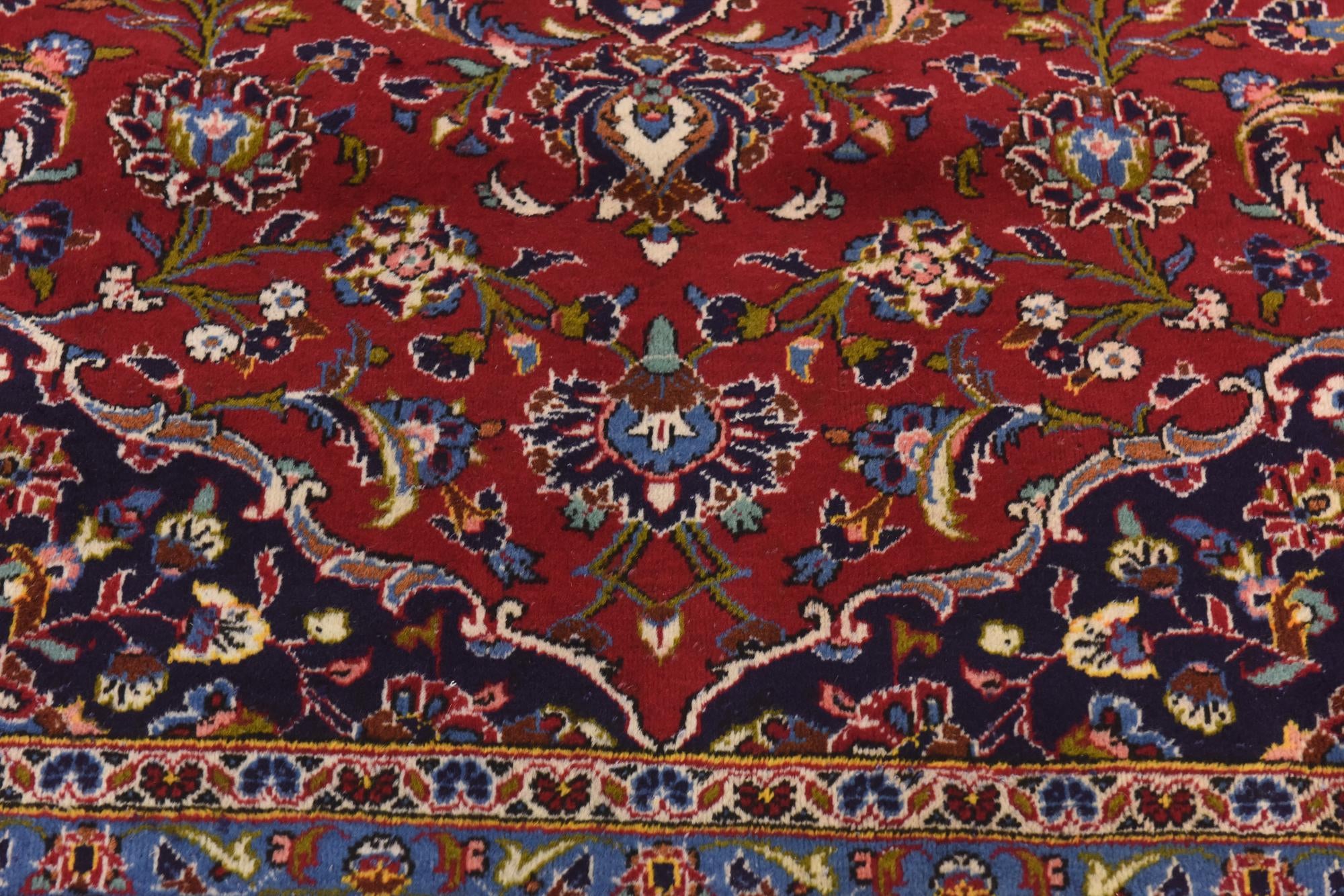 9' 8 x 13' 4 Hand Knotted Kashan Persian Wool Rug