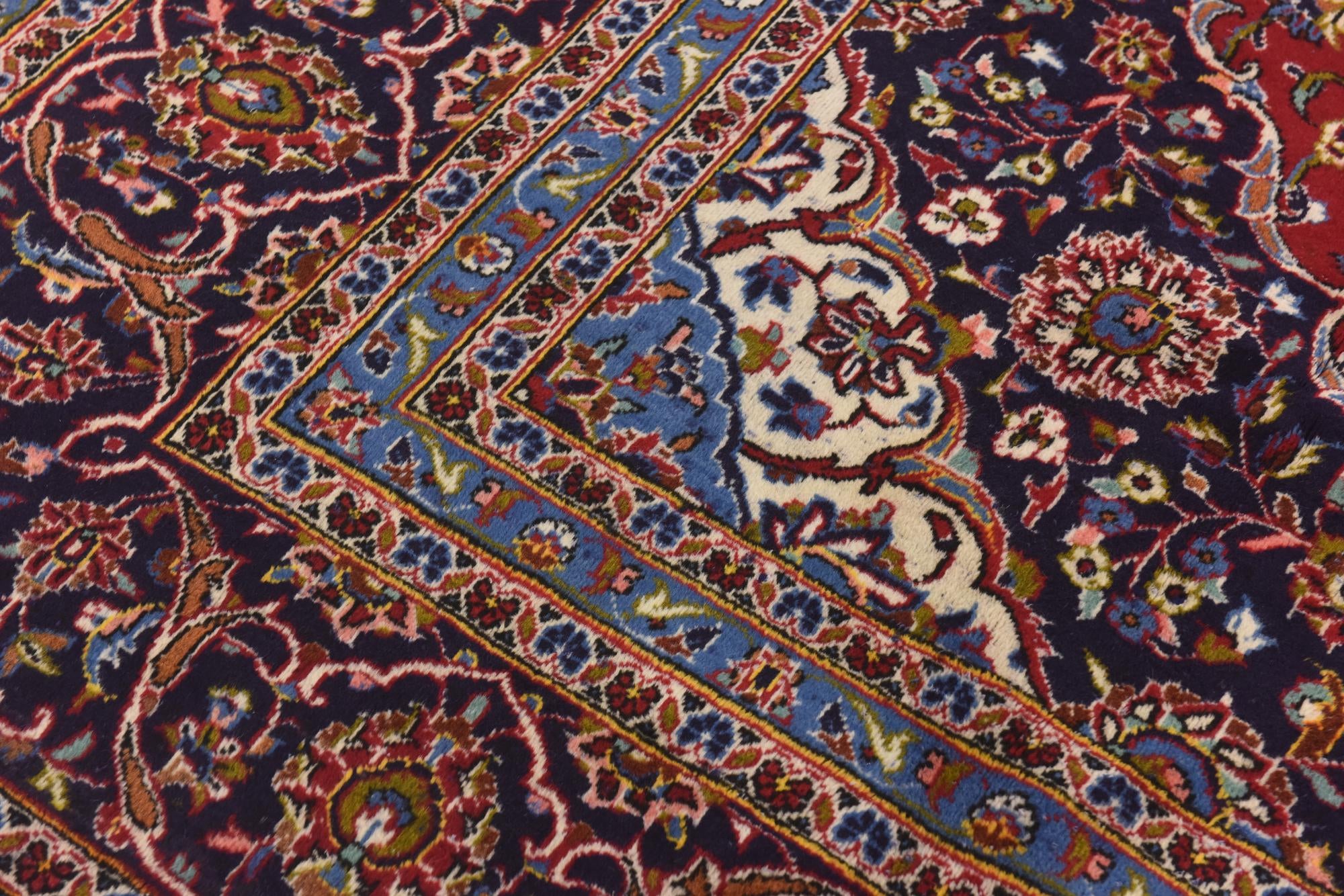 9' 8 x 13' 4 Hand Knotted Kashan Persian Wool Rug