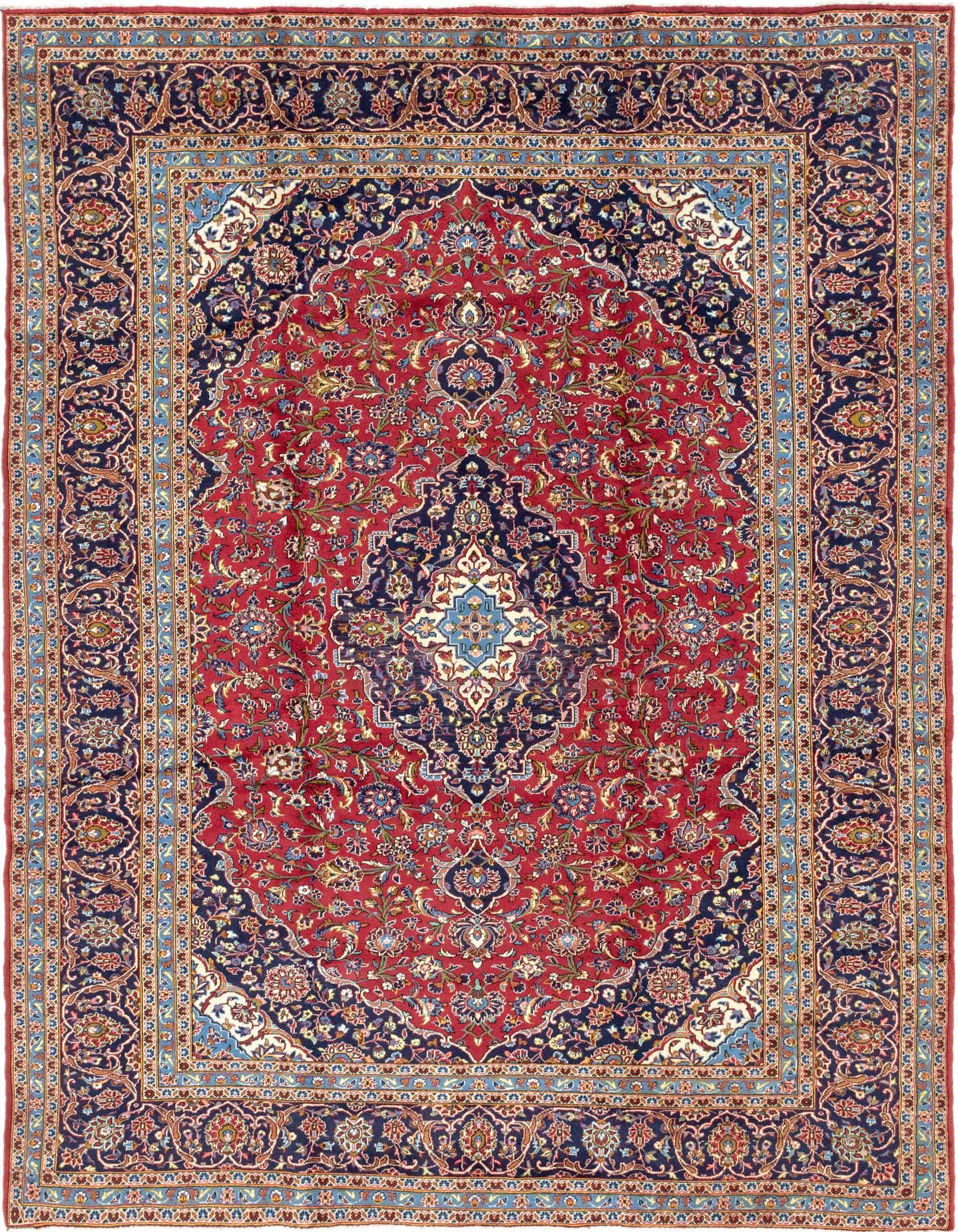 9' 8 x 13' 4 Hand Knotted Kashan Persian Wool Rug