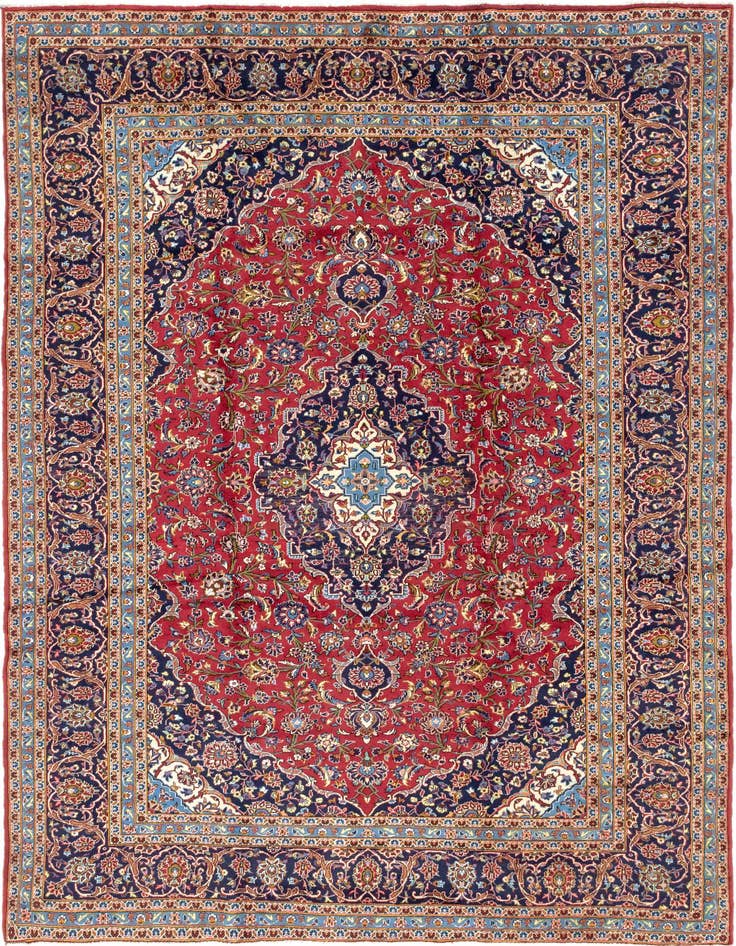 Detail image of 9' 8 x 13' 4 Hand Knotted Kashan Persian Wool Rug
