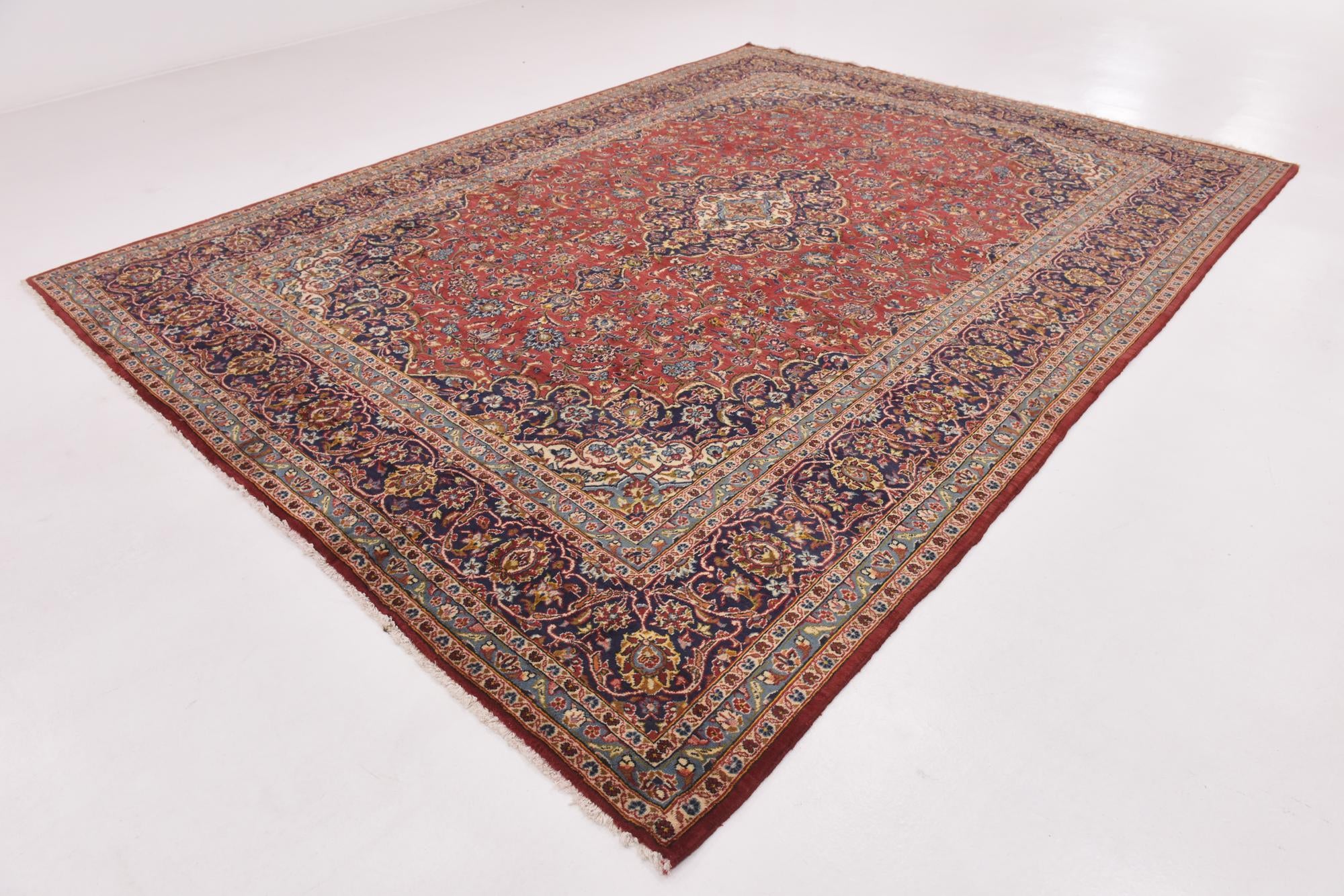 9' 9 x 13' 2 Hand Knotted Kashan Persian Wool Rug