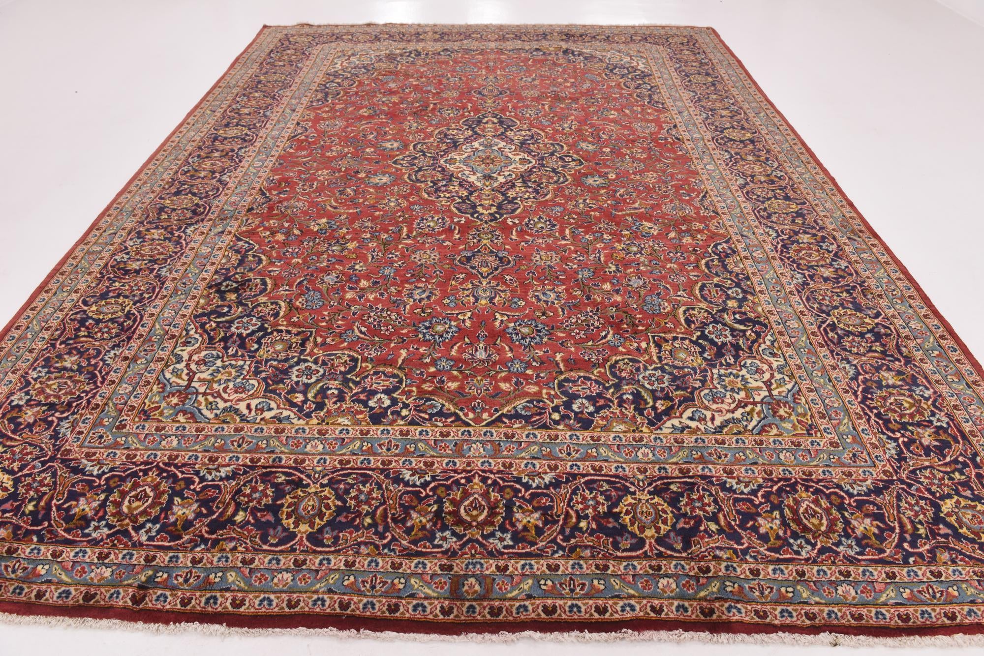 9' 9 x 13' 2 Hand Knotted Kashan Persian Wool Rug