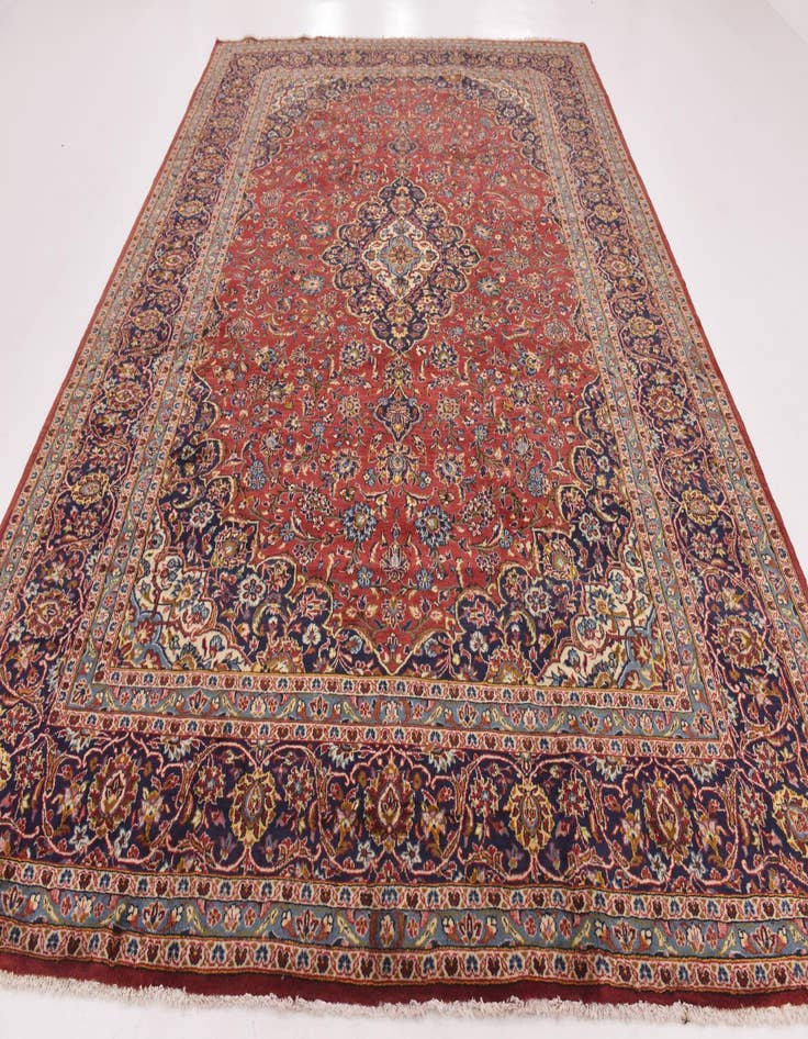 Detail image of 9' 9 x 13' 2 Hand Knotted Kashan Persian Wool Rug