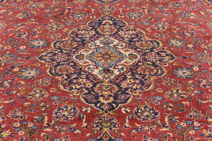 Detail image of 9' 9 x 13' 2 Hand Knotted Kashan Persian Wool Rug