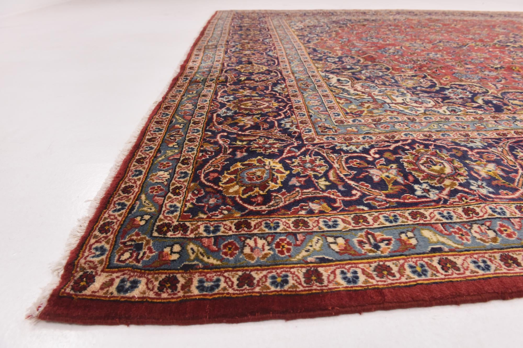 9' 9 x 13' 2 Hand Knotted Kashan Persian Wool Rug