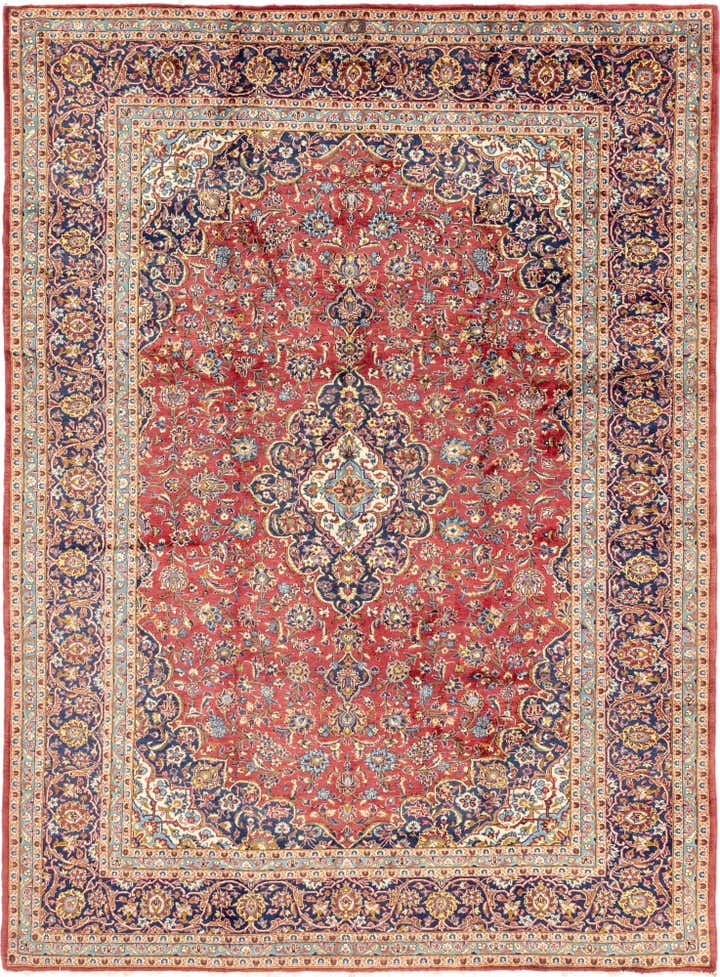 9' 9 x 13' 2 Hand Knotted Kashan Persian Wool Rug