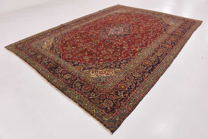 9' 7 x 13' 2 Hand Knotted Kashan Persian Wool Rug