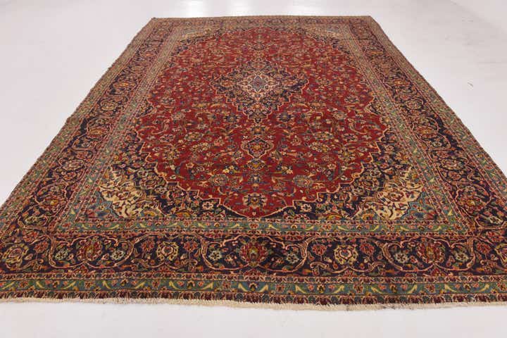 9' 7 x 13' 2 Hand Knotted Kashan Persian Wool Rug