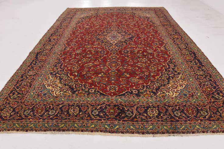 Detail image of 9' 7 x 13' 2 Hand Knotted Kashan Persian Wool Rug