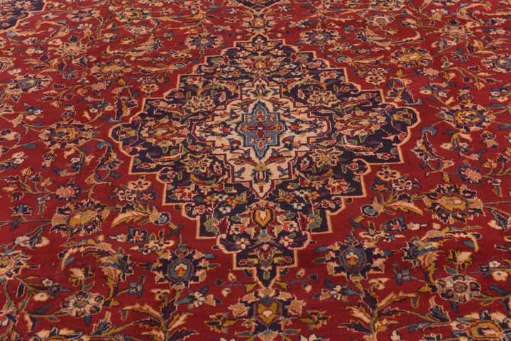 9' 7 x 13' 2 Hand Knotted Kashan Persian Wool Rug