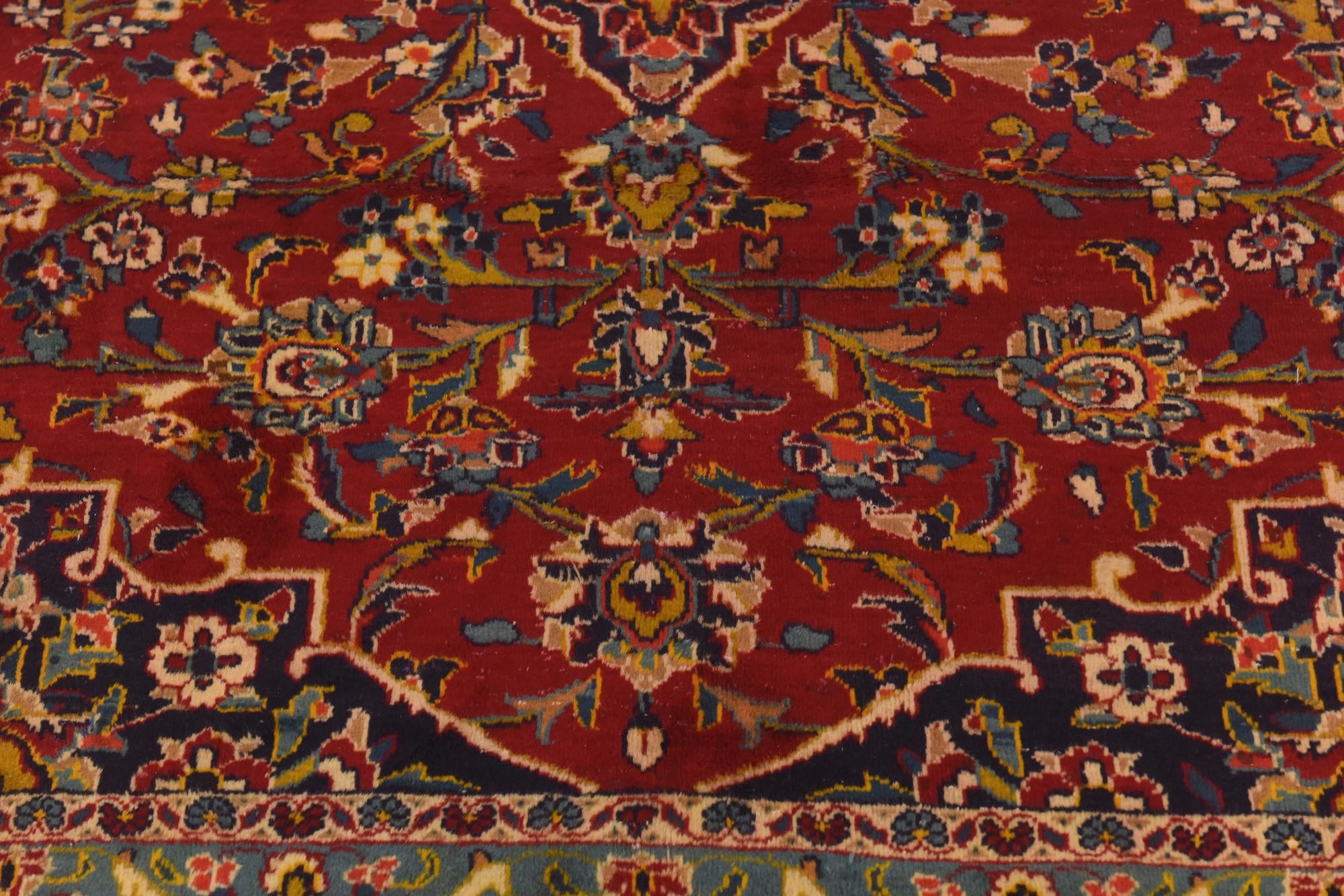 9' 7 x 13' 2 Hand Knotted Kashan Persian Wool Rug