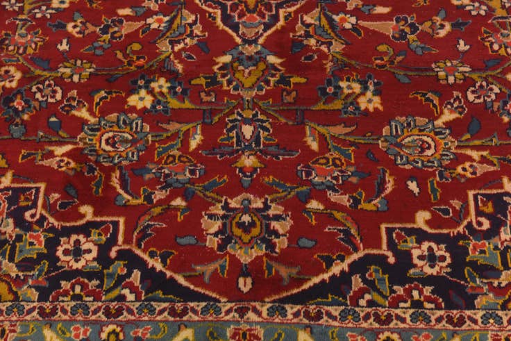 Detail image of 9' 7 x 13' 2 Hand Knotted Kashan Persian Wool Rug