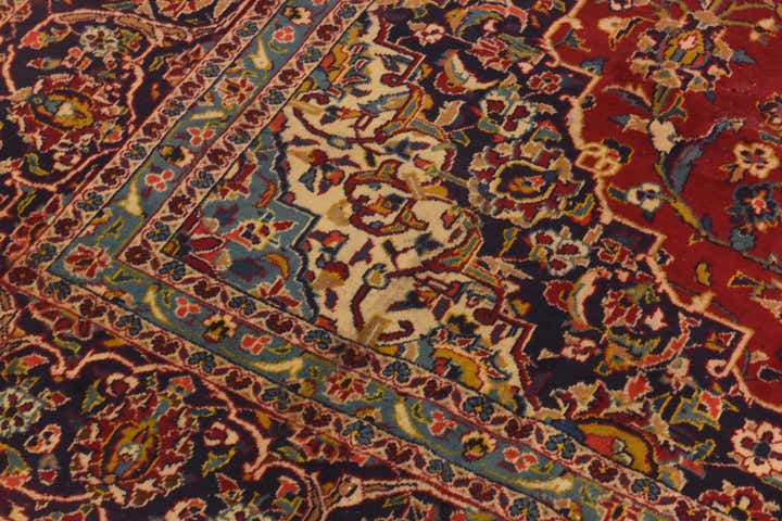 9' 7 x 13' 2 Hand Knotted Kashan Persian Wool Rug