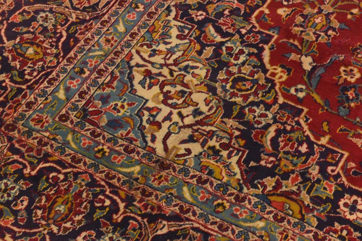 Detail image of 9' 7 x 13' 2 Hand Knotted Kashan Persian Wool Rug