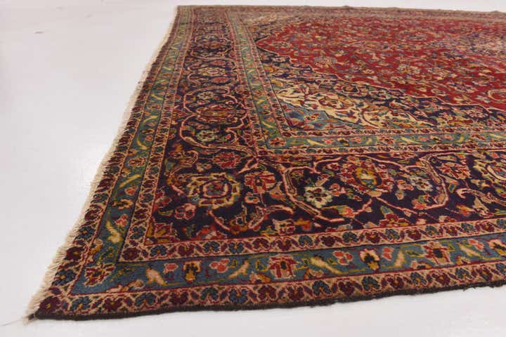 9' 7 x 13' 2 Hand Knotted Kashan Persian Wool Rug