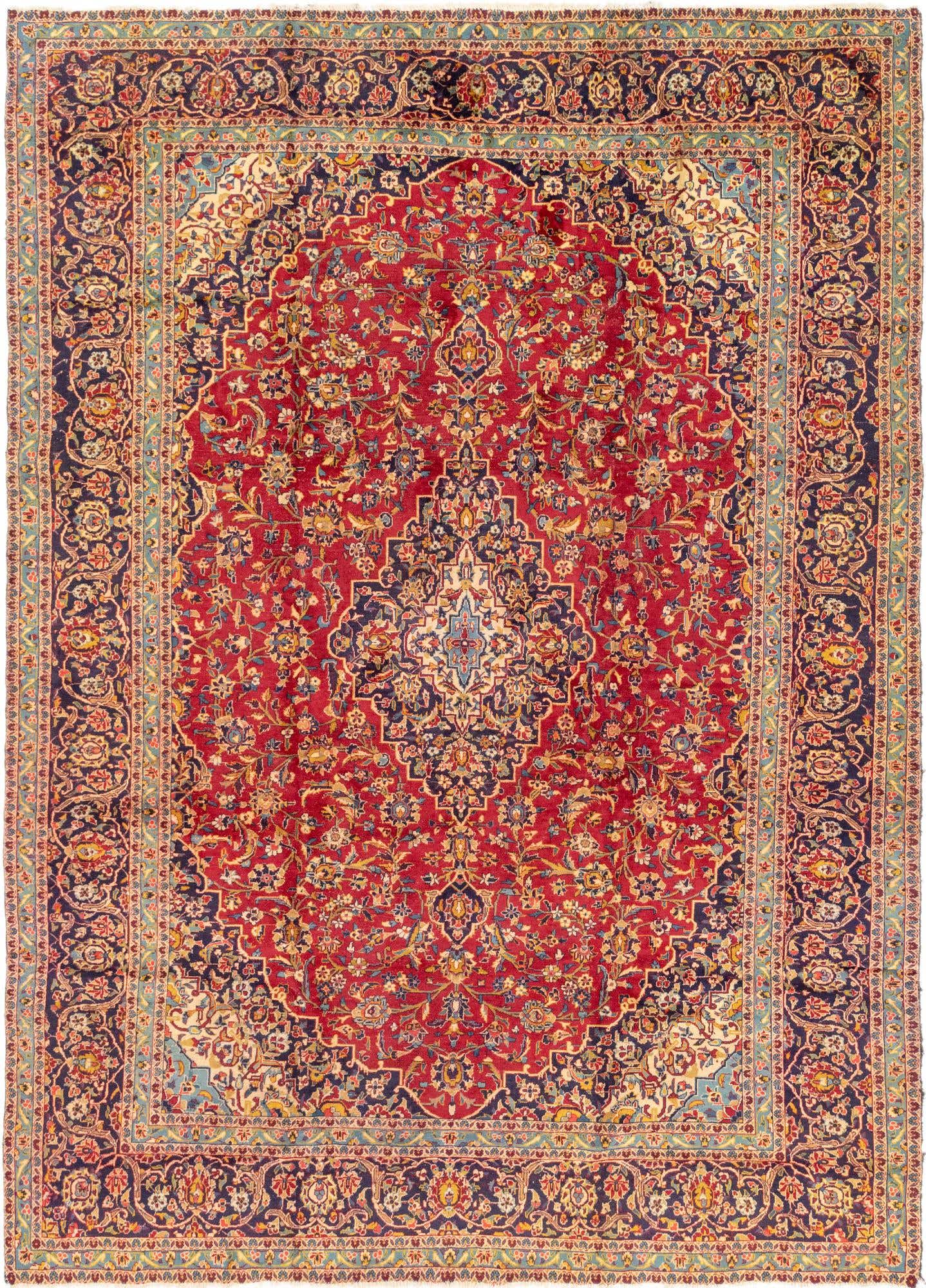 9' 7 x 13' 2 Hand Knotted Kashan Persian Wool Rug